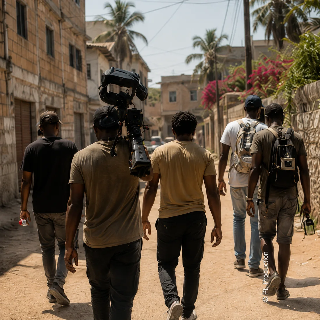 Équipe de PL Production sur un tournage à Dakar
